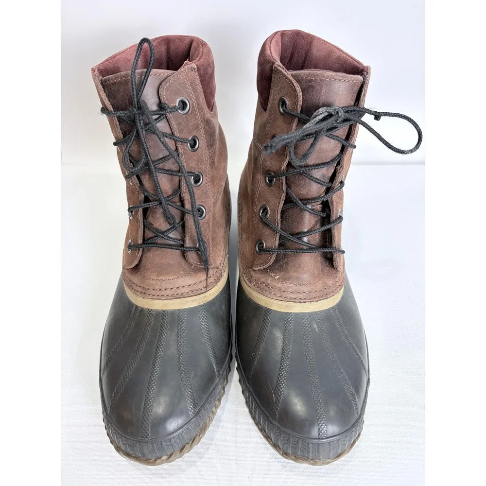 Sorel Duck Boots Mens 12 Brown Leather Rubber Lace-Up‎ Winter Outdoor
